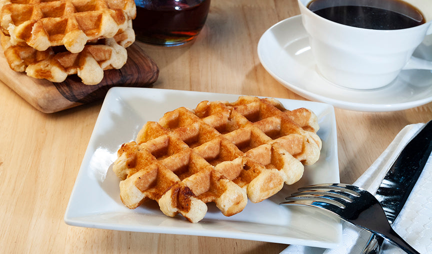 30 Count Case of Large Liege Belgian Pure Maple Syrup and Butter Bulk Pack Waffles