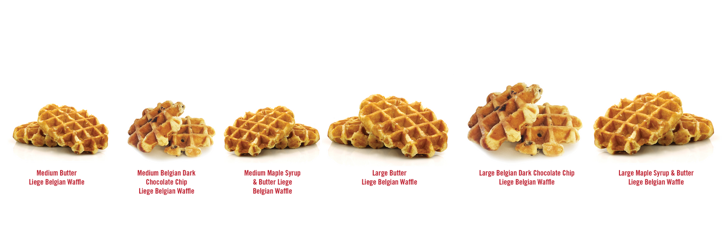 30 Count Case of Large Liege Belgian Pure Maple Syrup and Butter Bulk Pack Waffles