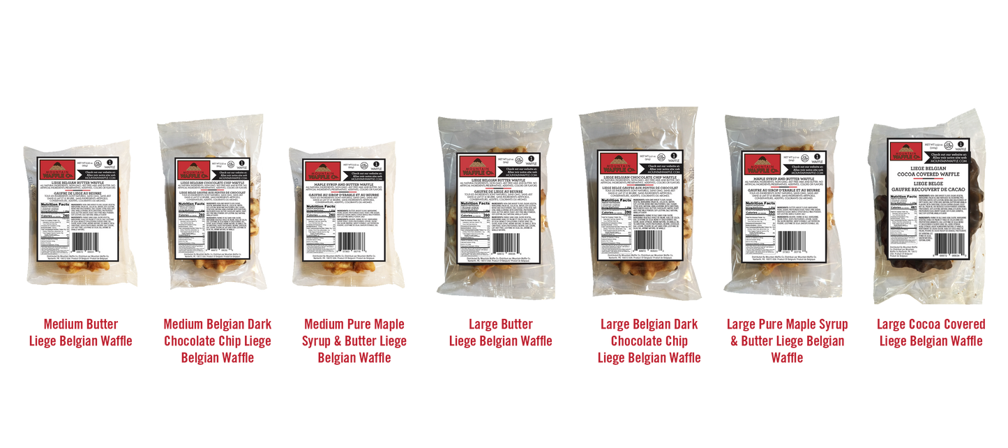 40 Count Case of Individually Wrapped (IW) Medium Liege Belgian Dark Chocolate Chip Waffles