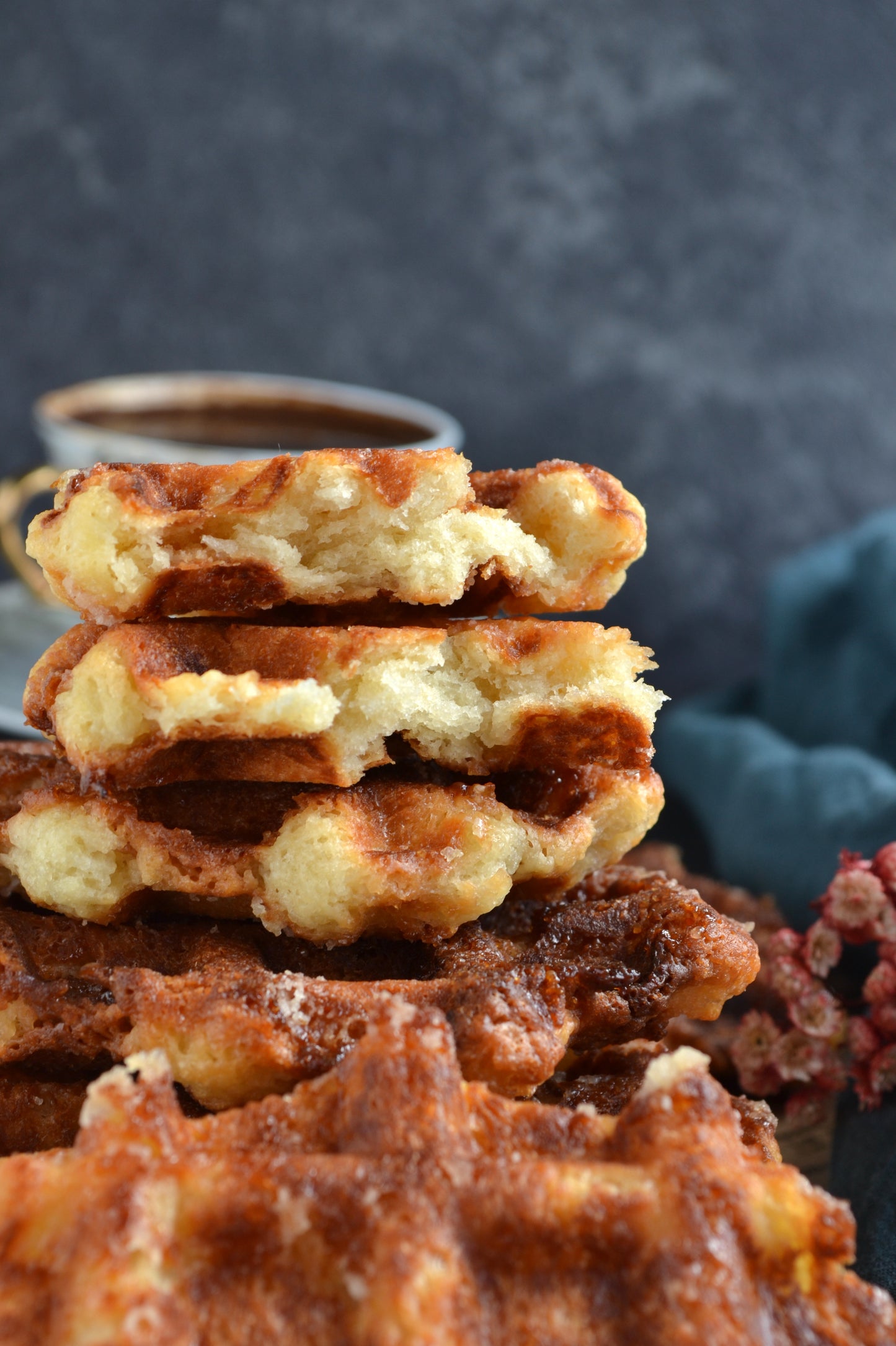 40 Count Case of Individually Wrapped (IW) Medium Liege Belgian Pure Maple Syrup and Butter Waffle